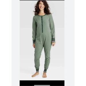 Hearth and Hand Magnolia Long 1pc Pajamas Green Union Suit Size S